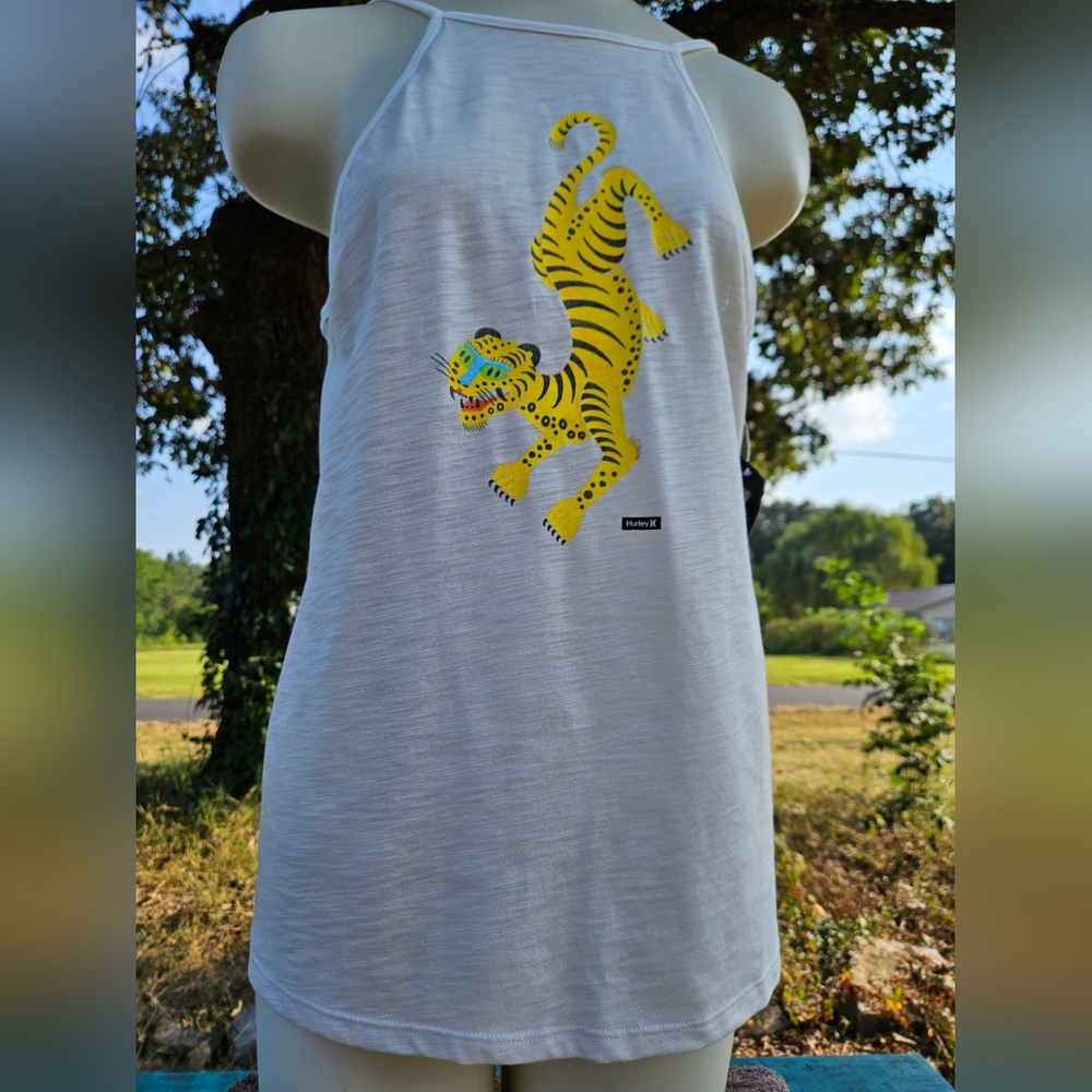 Hurley Women’s Nike DRI-FIT Tiger Party Graphic Spaghetti Strap Top - Picture 8 of 11